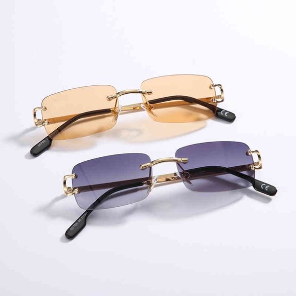

factory sale vintage square rimless sunglasses women travel small rectangle gradient sun glasses shades, White;black