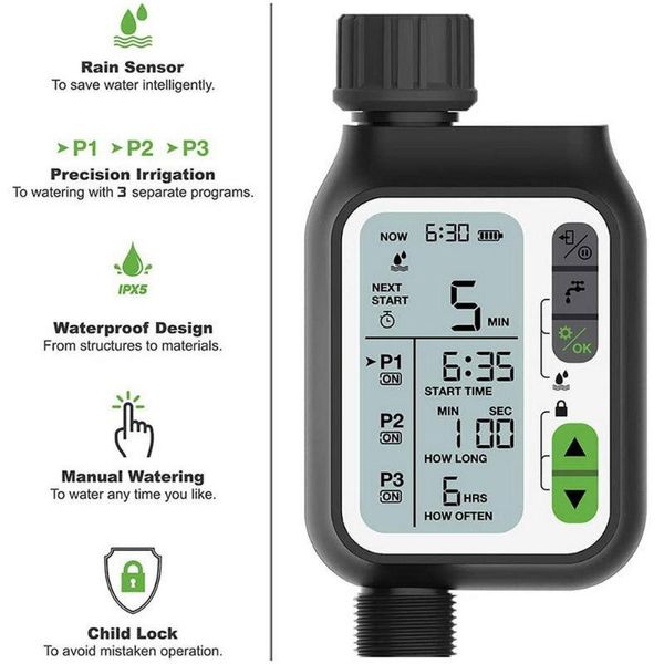 

rain sensor irrigation timer lcd screen electronic automatic sprinkler controller outdoor garden watering device tool equipments