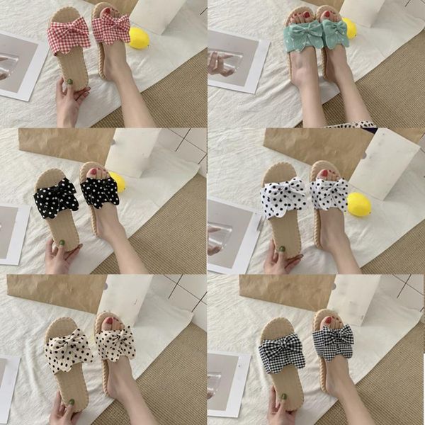 

slippers women dot casual sneakers home summer bow-knot soft floor woman indoor flats shoes cute slipper feminina 4.21, Black