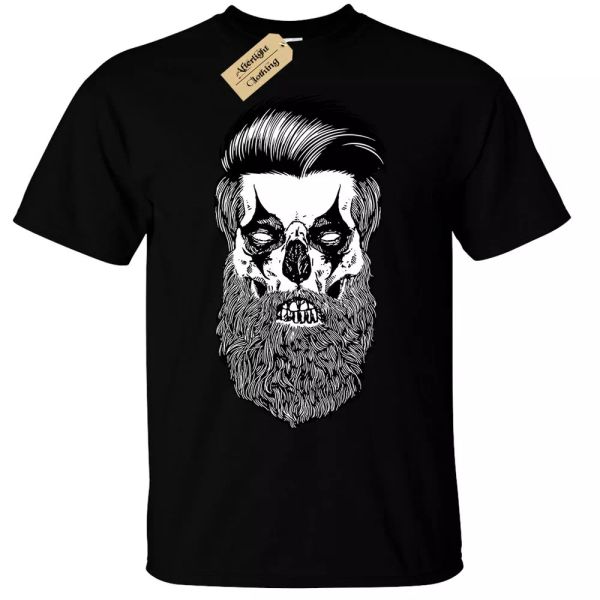 

beard clown skull shirt mens halloween skeleton hipster beard, White;black