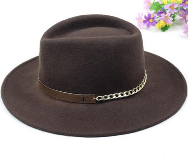

stingy brim hats 6pcs men brom pure wool felt fedora pu ribbon chain women tan woolen fedoras caps for spring aututmn winter trilby cap, Blue;gray