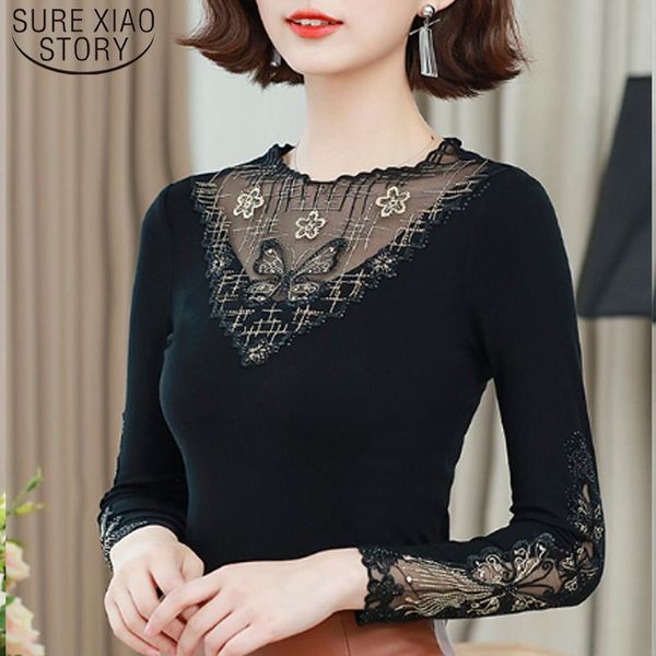 

embroidery lace blouse fashion autumn arrival women and blusas mujer de moda 2021 stitching clothes 6274 50 women's blouses & shirts, White