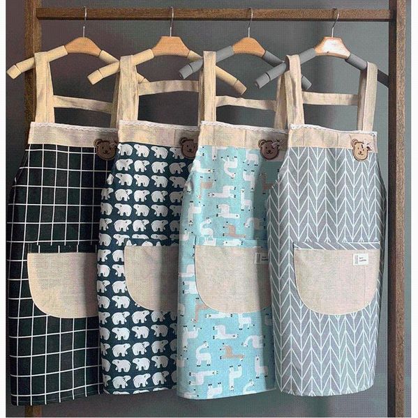

aprons household kitchen cotton linen apron korean-style-style anti-oil