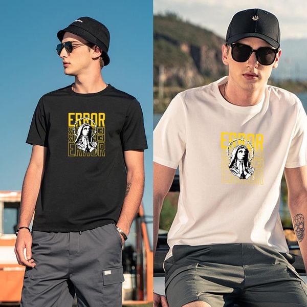 

men's t-shirts tshirt short-sleeved praying nun, printed t-shirt, cotton comfortable oversized t-shirt, White;black