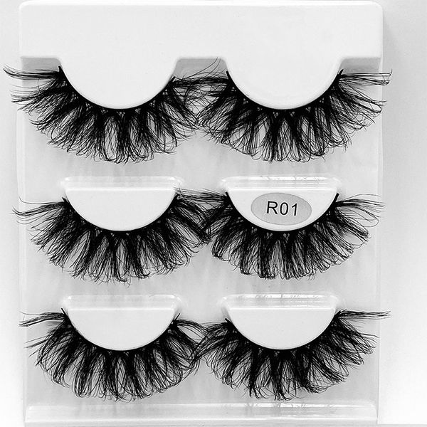 

3 pairs/set 6d faux mink eyelashes fluffy lashes handmade messy 3d false eyelash handmade with paper packaging 10 sets