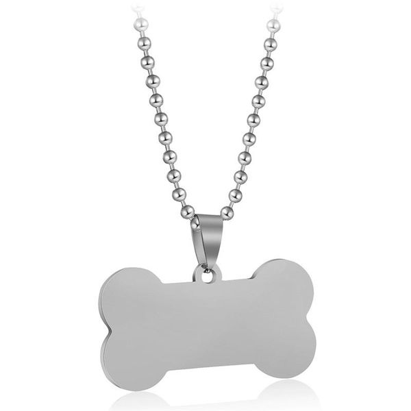 

Modyle Fashion Stainless Steel Pet Cat Dog Tag Necklace Cute Bone Puppy Collars Accessories Pendant Necklaces, Silver