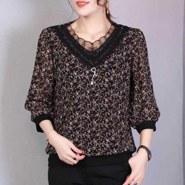 

women's blouses & shirts women spring summer style chiffon lady casual half sleeve v-neck polka dot blusas rr0065, White