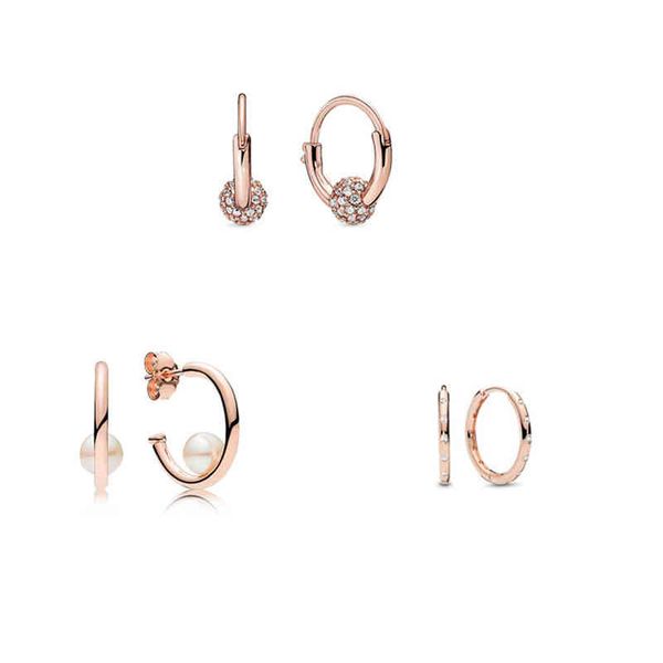 

925 sterling silver pan earrings sparkling rose gold hoop women's wedding accessories