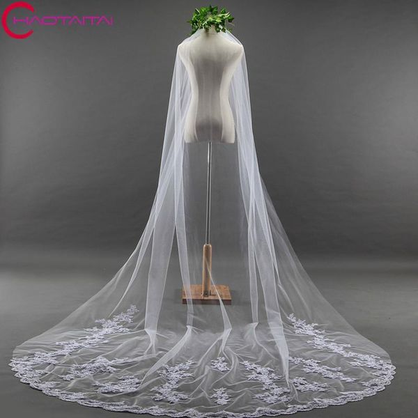 

bridal veils short lace edge white/ivory with comb length 300cm width 180 cm wedding veil, Black