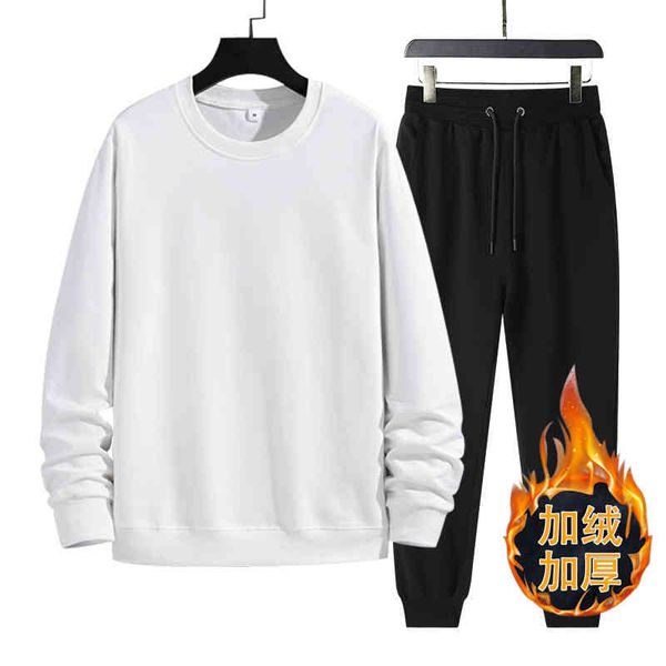 

leisure sports men's spring 2021 new plush autumn winter cloth with a handsome suit, Gray