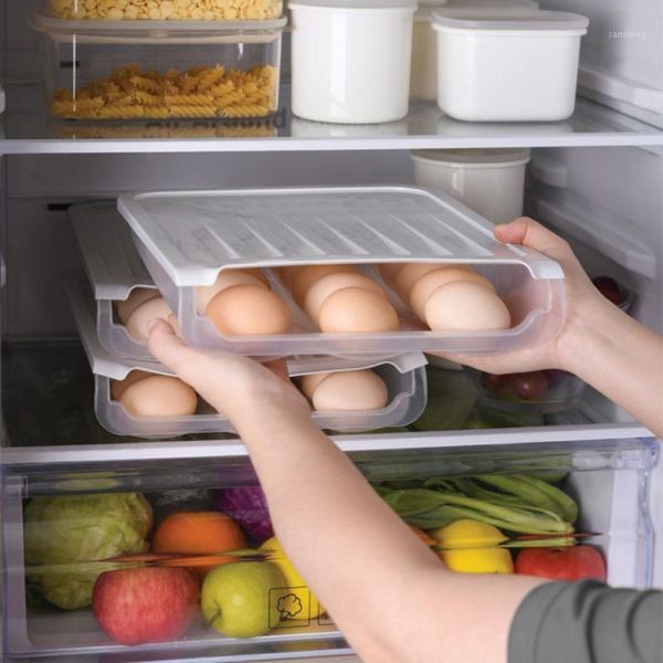 

storage bottles & jars stackable transparent egg box grade pp refrigerator auto scrolling tray moisture-proof kitchen organizer