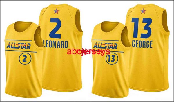 

2021 all-star kawhi leonard paul george gold jersey custom any name number men women youth basketball jersey xs-6xl, Black