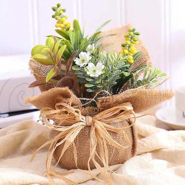 

decorative flowers & wreaths classic creative artificial plants floral flower silk wedding party bouquet home decor with pot el garden fe27