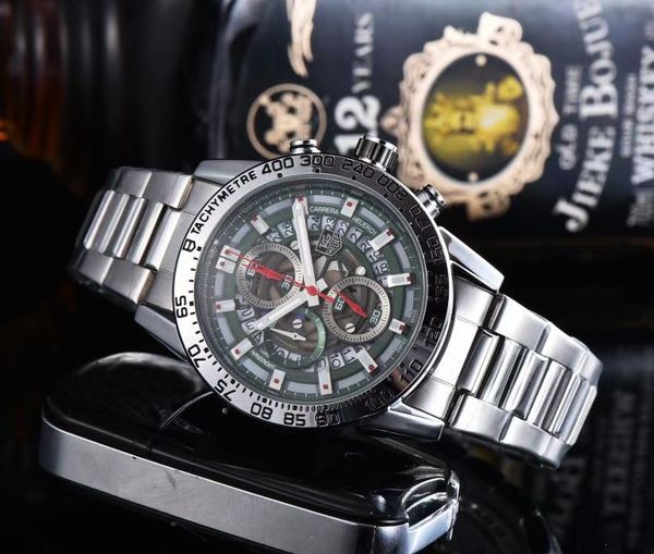 

7 colors 2021 new quartz watch for mens watches colorful watch stainless steel strap sport vk chronograph wristwatch, Slivery;brown