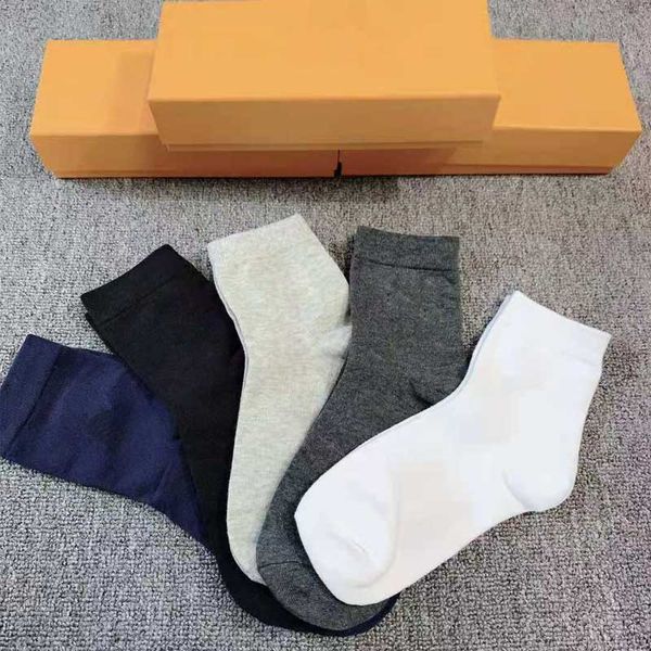 

men's socks classic letter socks for men women stocking fashion ankle sock casual knitted cotton candy color letters printed 5 pairs/lo, Black