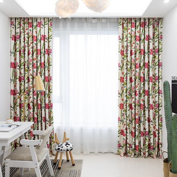 

modern curtains for living dining room bedrooms simple european pastoral style double-sided matte silk shade thickened printe curtain & drap