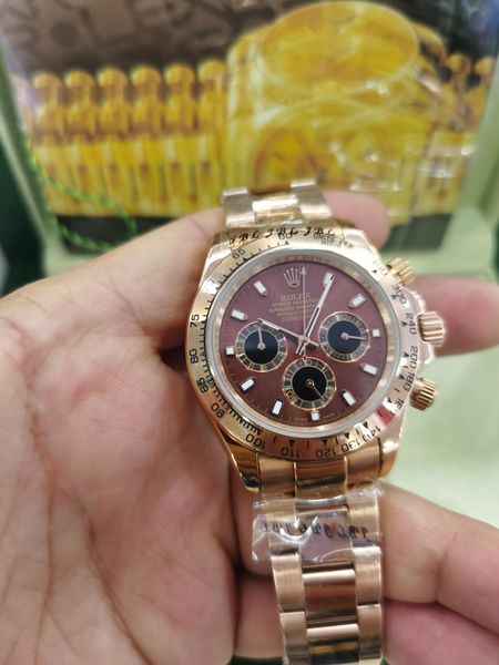 

with original box watch 40mm 116503 116509 116523 sapphire 18k yellow gold no chronograph mechanical automatic mens watches brown dial, Slivery;brown