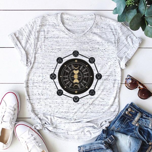 

women's t-shirt zodiac sign moon print aesthetic t shirt women cotton 5xl plus size short sleeve gothic punk graphic shirts ladies clot, White