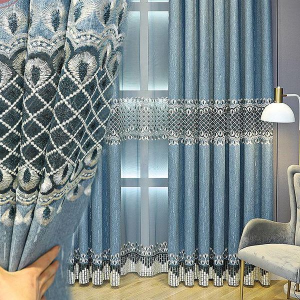 

curtain & drapes 2021 european style simple and atmospheric blackout embroidered curtains for living room bedroom study custom