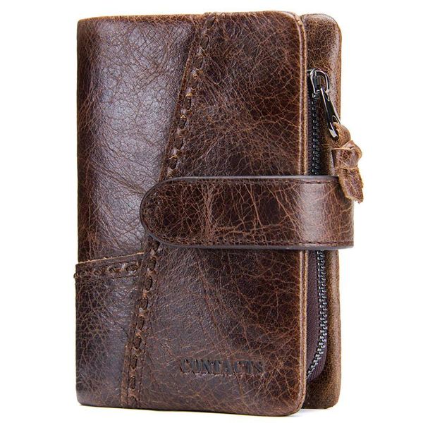 

wallets casual men's genuine leather short wallet hasp design key holders clutch purse with zipper pouch gift for men, Red;black