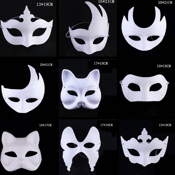

makeup dance white masks embryo mould painting handmade mask pulp festival crown halloween white face mask