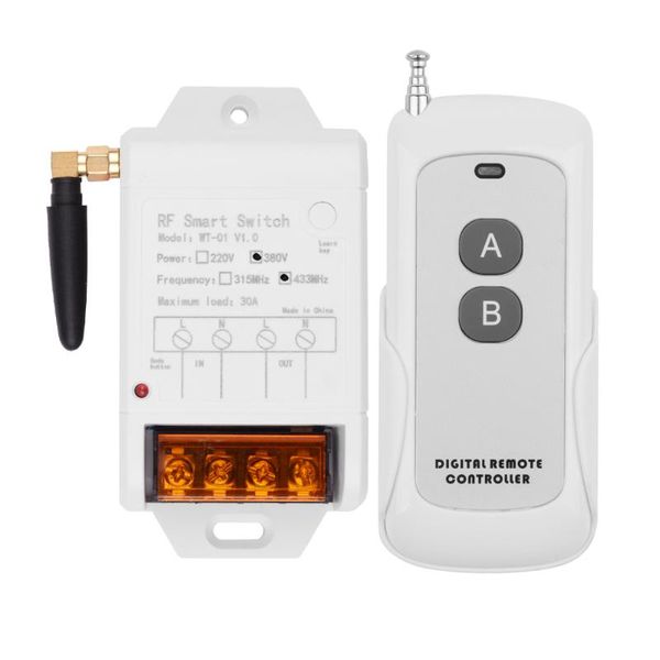 

smart home control 433mhz ac 220v 380v 1ch 30a relay wireless remote switch receiver + 500m transmitter for water pump led light
