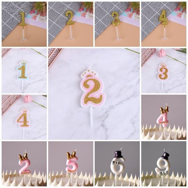 

anniversary valentine's day romantic pink number 520 candles supplies bow-knot 0-9 height candle party cake decoration