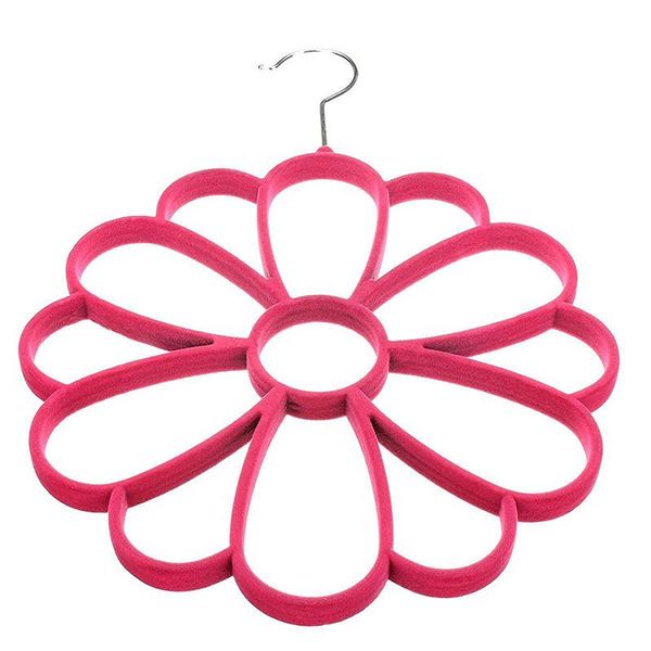 

laundry bags promotion 12 hole flower plastic flocking creative scarf hanger for the wardrobe rose red