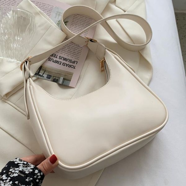 

evening bags half moon small pu leather crossbody for women 2021 designer solid color shoulder handbags laddies simple female travel bag