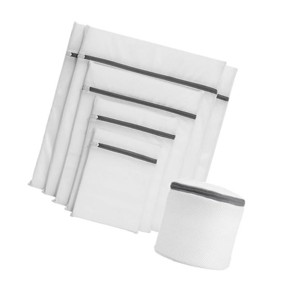 

laundry bags 1 set 6pcs wash practical zipper (white)