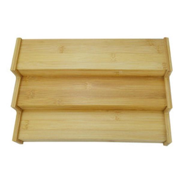 

kitchen storage & organization 3-tier non-expandable bamboo spice rack step shelf cabinet organizer