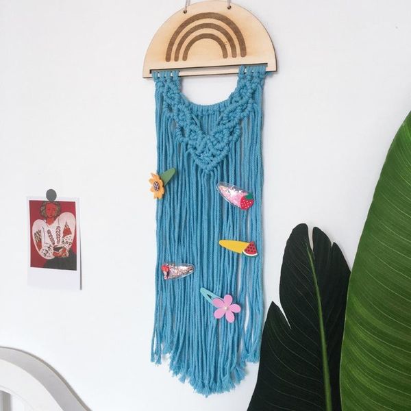 

woven rainbow ornaments diy hairpin storage display holder wall charms for kids room decoration nordic style home decorative objects & figur