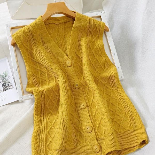 

women's vests 2021 women solid student v-neck knitted all-match korean harajuku kpop simple chic streetwear fashion vintage womens j121, Black;white