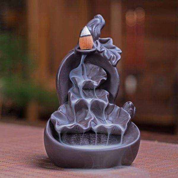 

fragrance lamps gourd shape backflow incense burner smoke waterfall sticks holder ceramic censer home decor use in office teahouse
