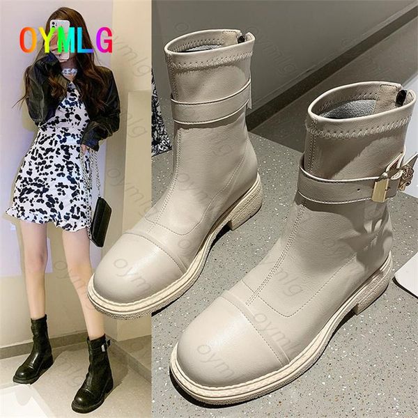 

boots women's autumn 2021 wild british style thick and small short rear zipper thin platform shoes, Black