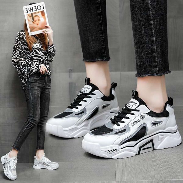 

Casual shoes New Korean thick soled students' leisure net sports shoes in spring and summer of 2021 V2LH, White