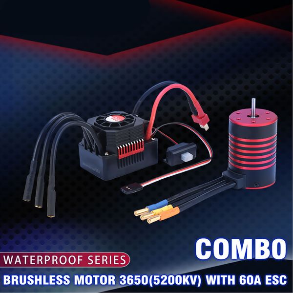 

5200kv brushless motor and 60a esc with heat sink combo set waterproof dustproof for hsp tamiya axial for rc 1/10 rc car
