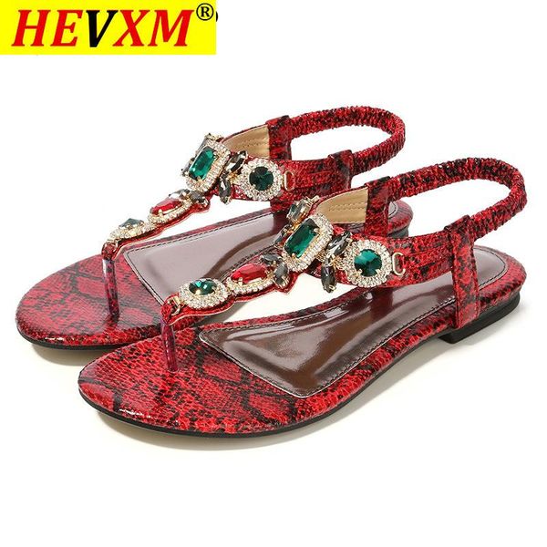 

plus size women's shoes 45 retro bohemian rhinestone sandals women 2021 beaded snake, Black