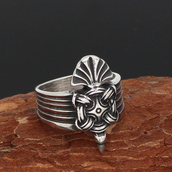 

popular european stainless steel viking warrior odin riding crow ring rune ring, Silver