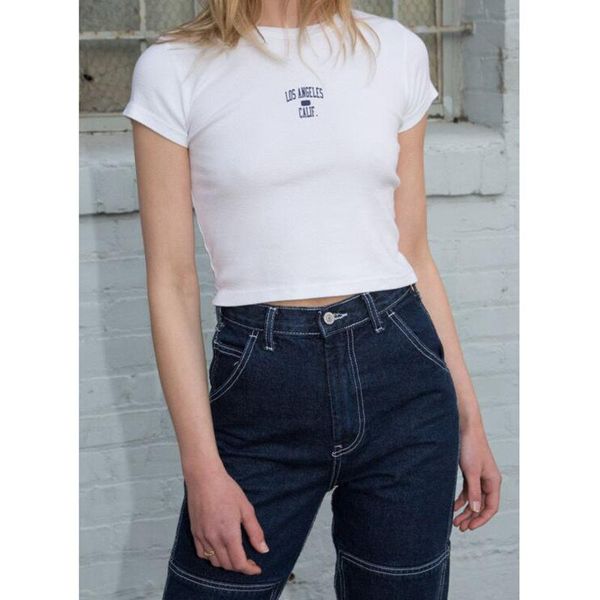 

women's t-shirt 2021 womens summer elasticity t shirt women cute cropped tees short sleeve o-neck female casual kawaii ladies, White