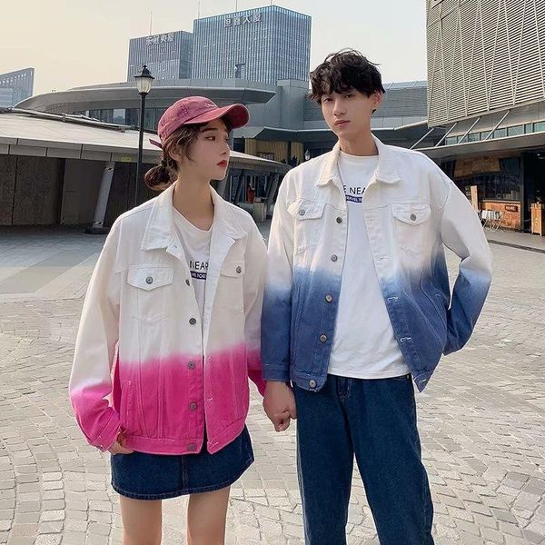 

women's jackets 2021 spring women loose gradient harajuku denim jacket plus size 3xl casual couple clothes coat chaquetas mujer jeans o, Black;brown