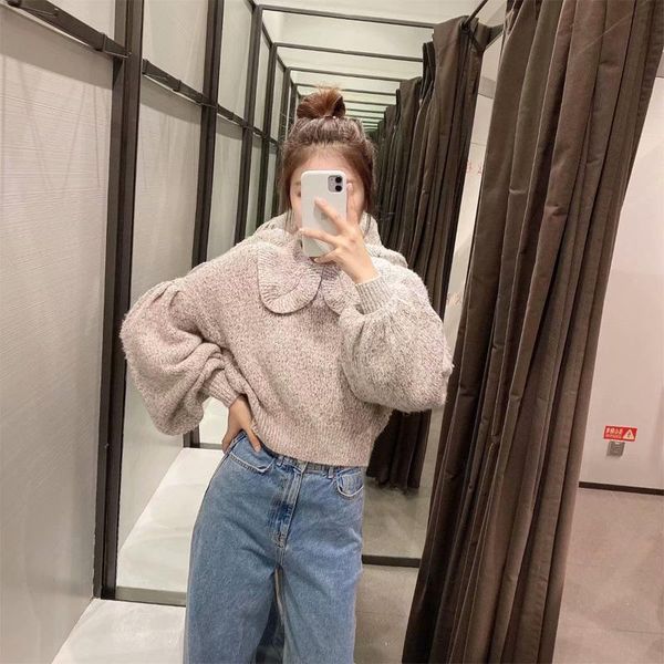 

women's sweaters autumn and winter sweater casual solid color lapel long sleeve, White;black