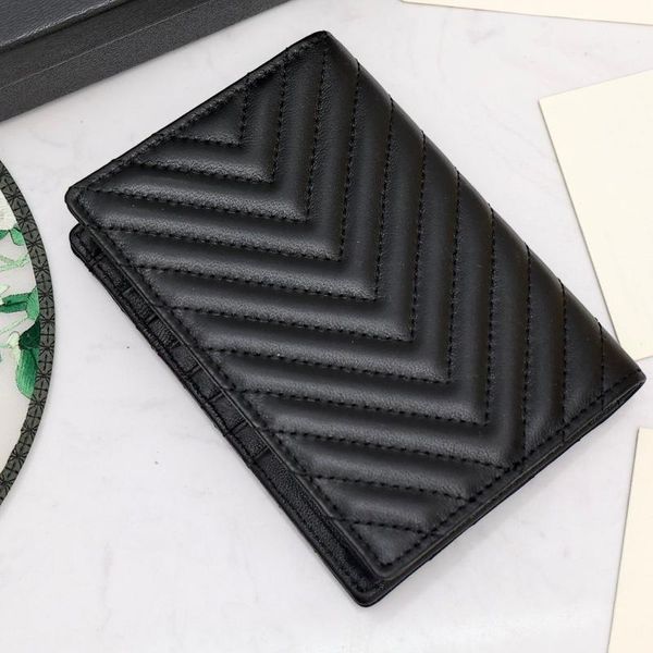 

women/men's designer v-plaid leather passport holder card caviar/smooth short travel wallet case with 7 slot wallets1, Red;black