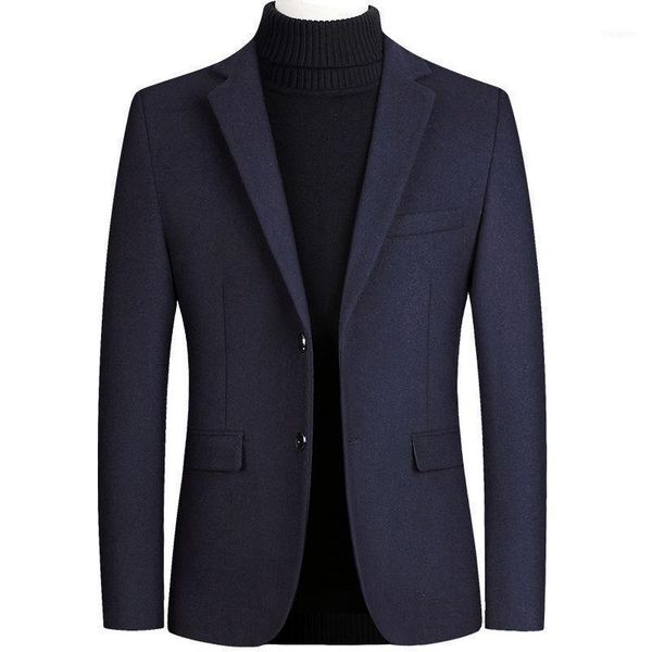 

men's jackets autumn blazer jacket men solid color wool polyester coat single breasted slim fit plus m-4xl overcoat1, Black;brown