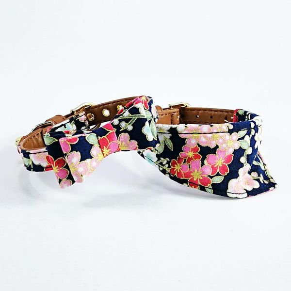 

cherry blossoms japanese style dog collar bow tie pet pupply product & cat towel leash set necklace s collars leashes