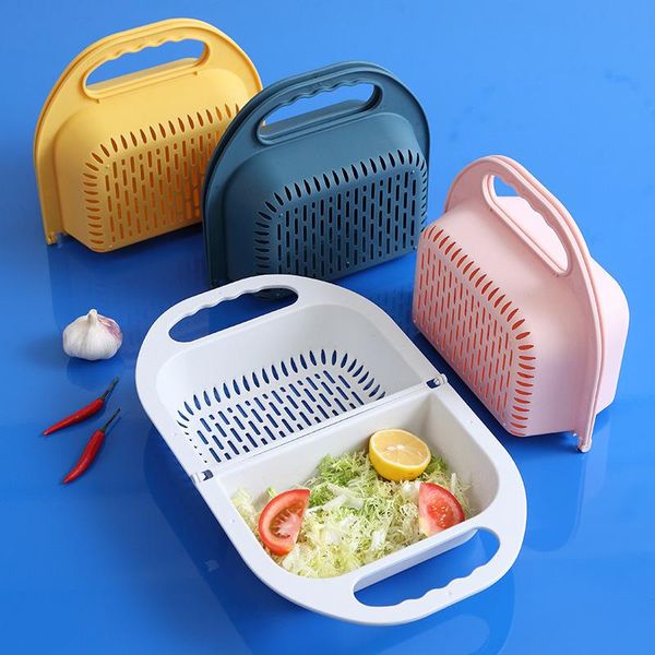 

storage baskets creative folding drain basket useful collapsible fruit vegetable washing pot household kitchen strainer drop