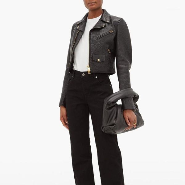 

the goods lady ultrashort leather b home with sheep motorcycle jacket coat haining factory women's & faux, Black
