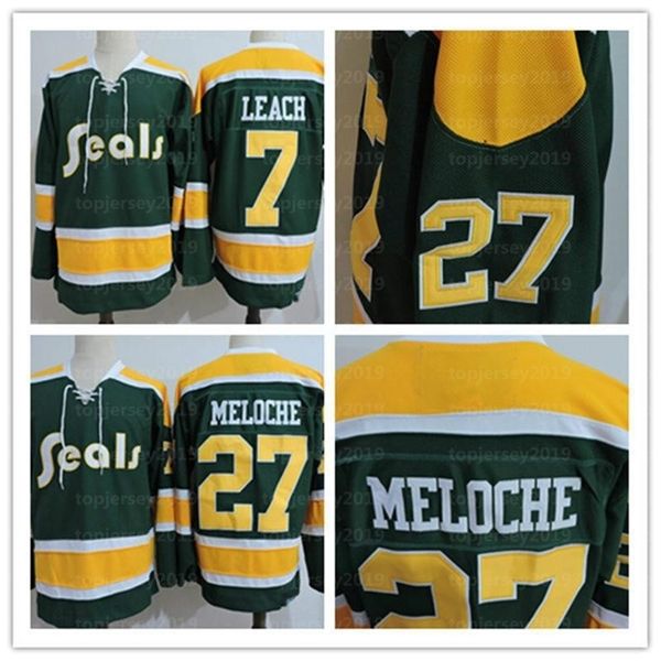 

52men's vintage 27 gilles meloche 7 reggie leagh hockey jersey stitched embroidery custom any name and number, Black