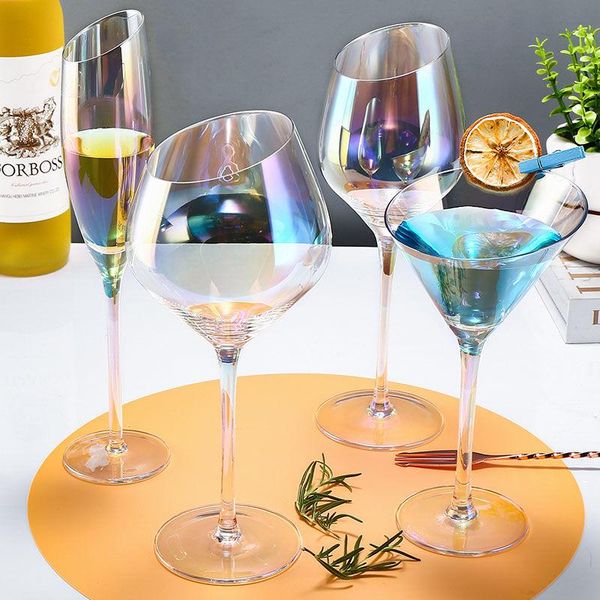 

wine glasses gradient colorful glass oblique mouth champagne red cocktail home bar crystal cup goblet