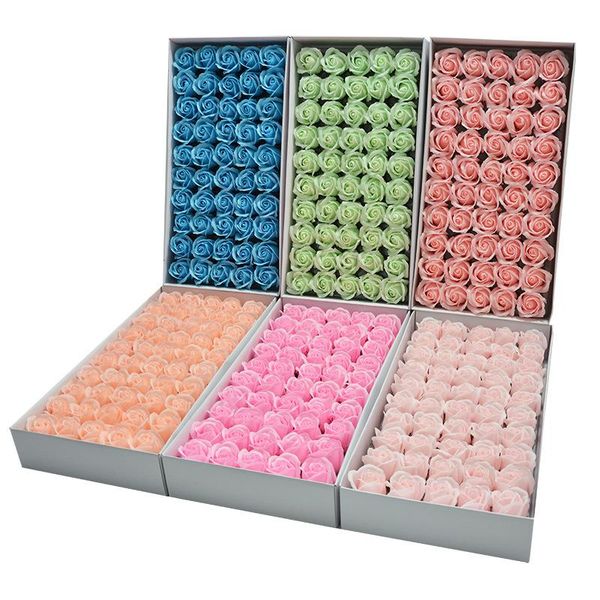 

party favor 50pcs luminous soap rose bouquet gift box with base decorative flowers wreaths wedding supplies personalized